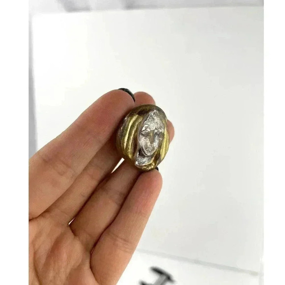 VTG Woman Abstract Pin Jewelry Handmade Gold Silver Lady Head Face Unique - Picture 5 of 7